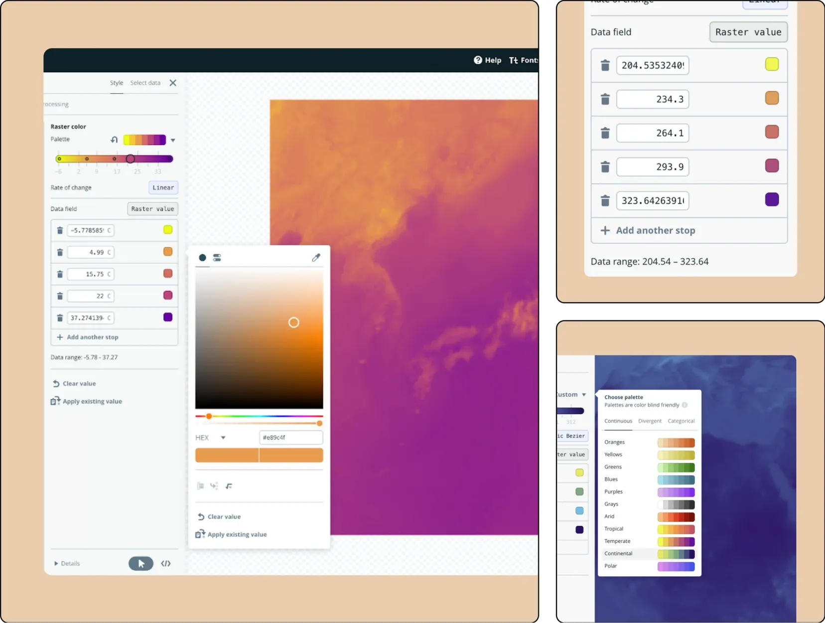 Screens from the project