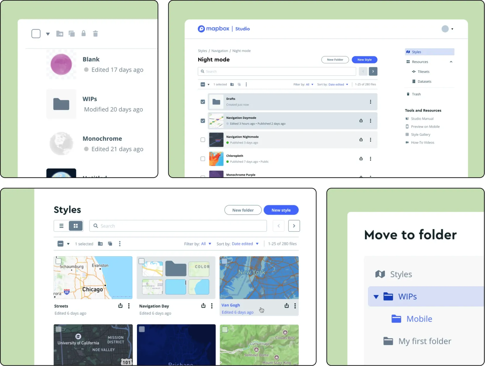 Screens from the project